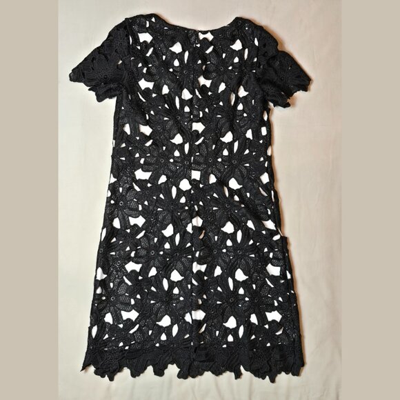 Calvin Klein Black Floral Lace Overlay Sheath Dress – Short Sleeve – Size 6 - Picture 2 of 6